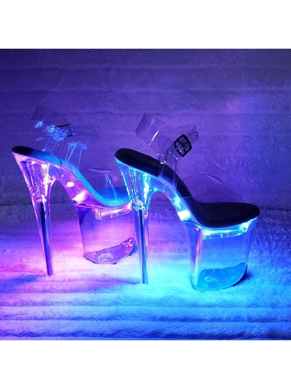 Flash Dance Led Lighted Multi Function Flashdance Clear Platform 8" Heels